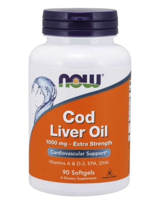 Now Foods Cod Liver Oil, Extra Strength 1,000 mg 90 Softgels