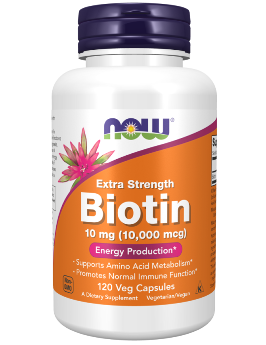 Now Foods Biotin 10mg (10,000 mcg) Extra Strenght - 120VCaps