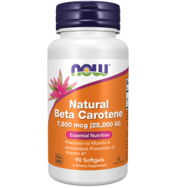 Now Foods Beta Carotene Natural 7,500 mcg - 90 Softgels