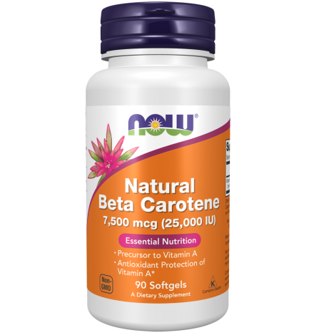 Now Foods Beta Carotene Natural 7,500 mcg - 90 Softgels